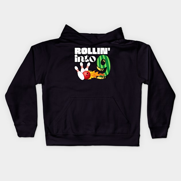 Rollin Into 9 Year Old Birthday Gift Kids Hoodie by Teewyld